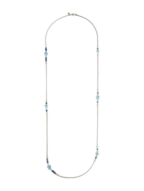 John Hardy Aquamarine & Kyanite Station Necklace