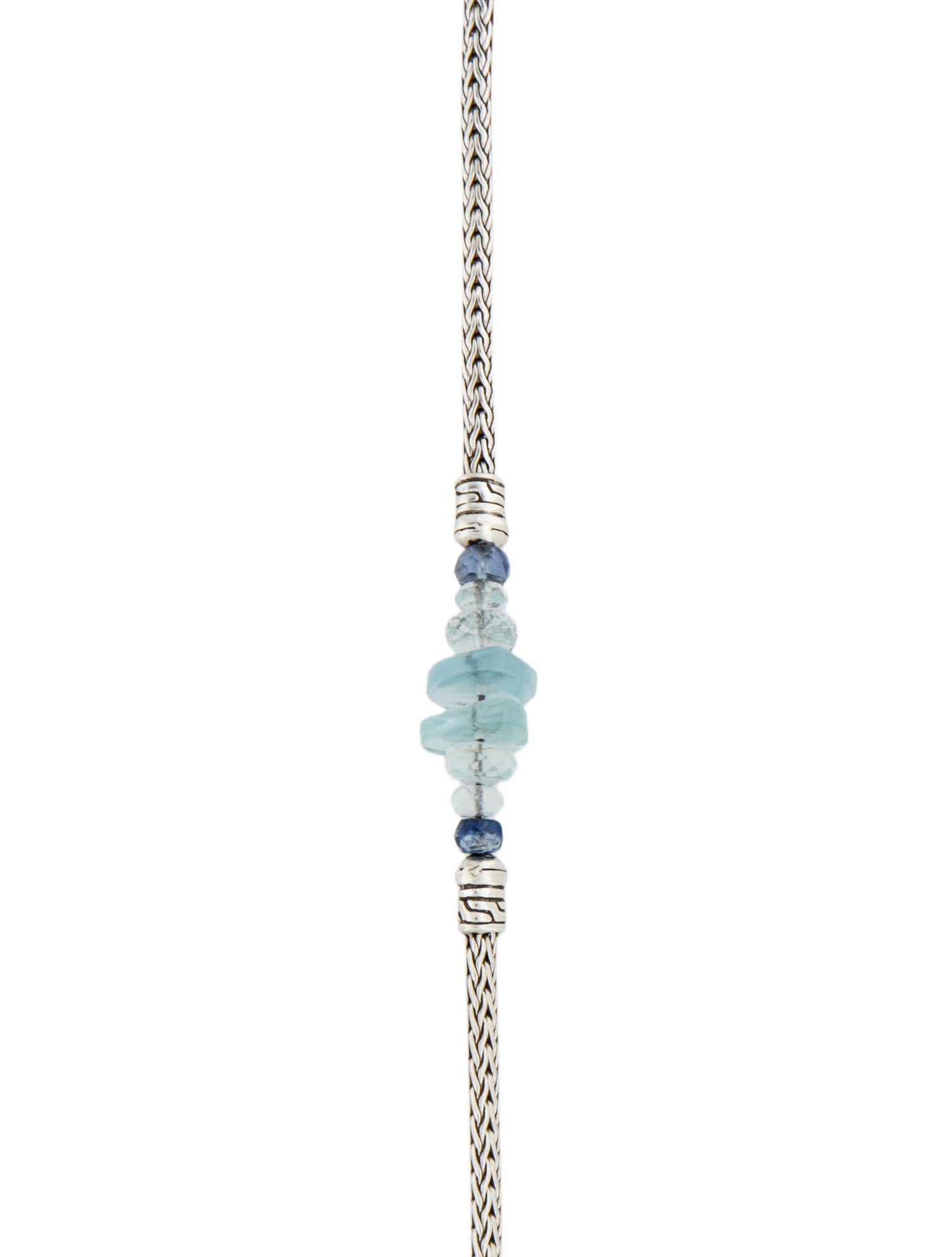 John Hardy Aquamarine & Kyanite Station Necklace