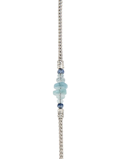 John Hardy Aquamarine & Kyanite Station Necklace