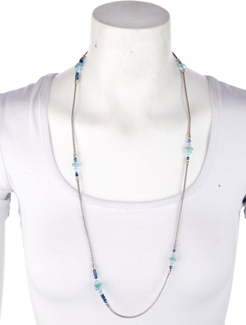 John Hardy Aquamarine & Kyanite Station Necklace