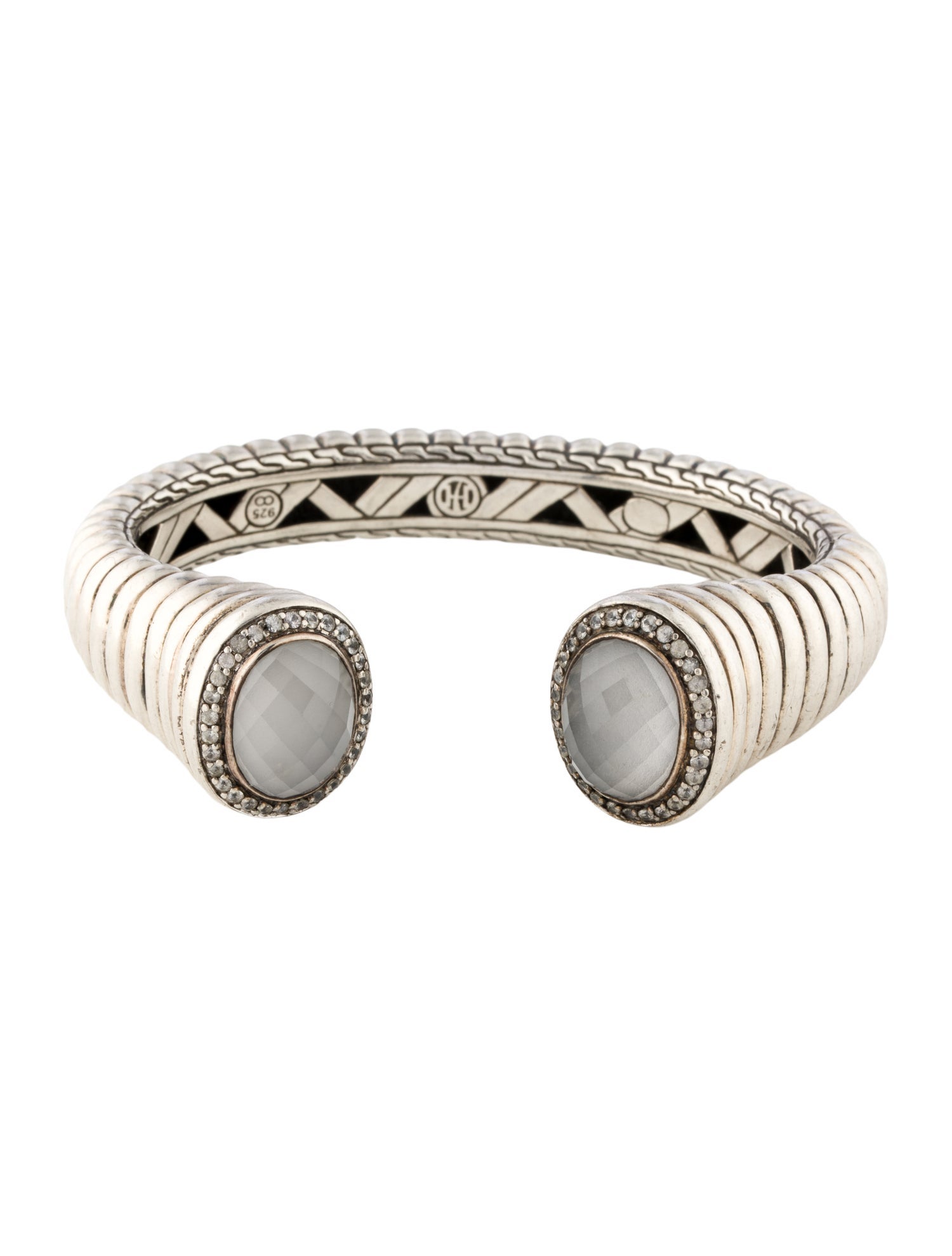 John Hardy Quartz & Sapphire Batu Bedeg Kick Cuff Bracelet