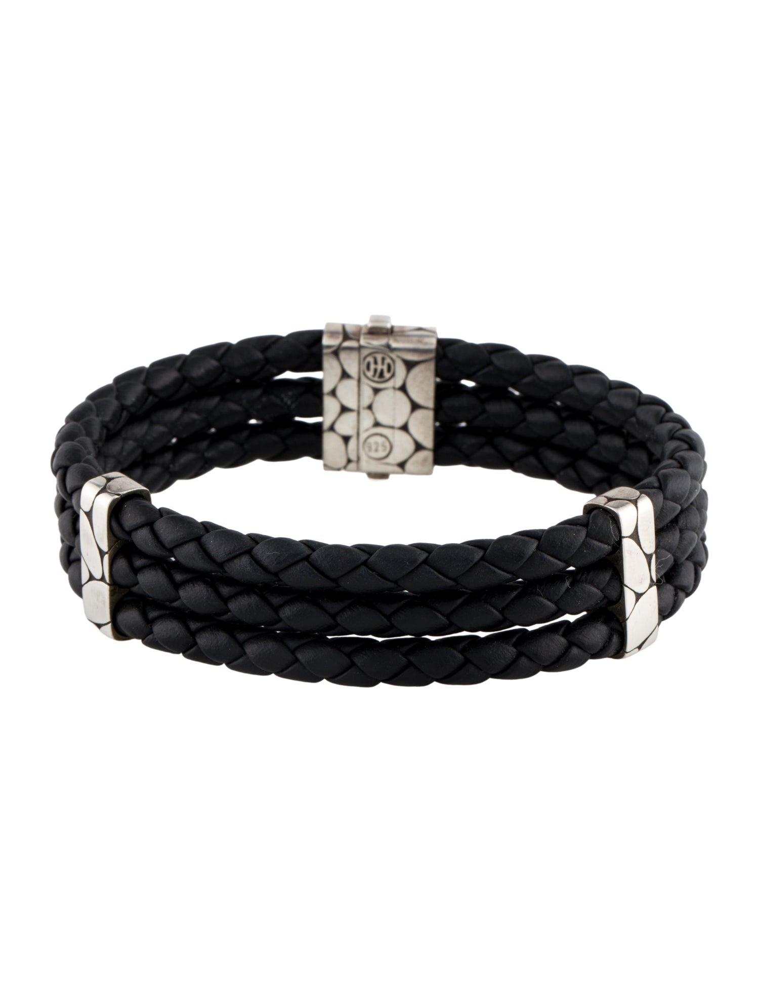 John Hardy Woven Leather Triple Row Bracelet