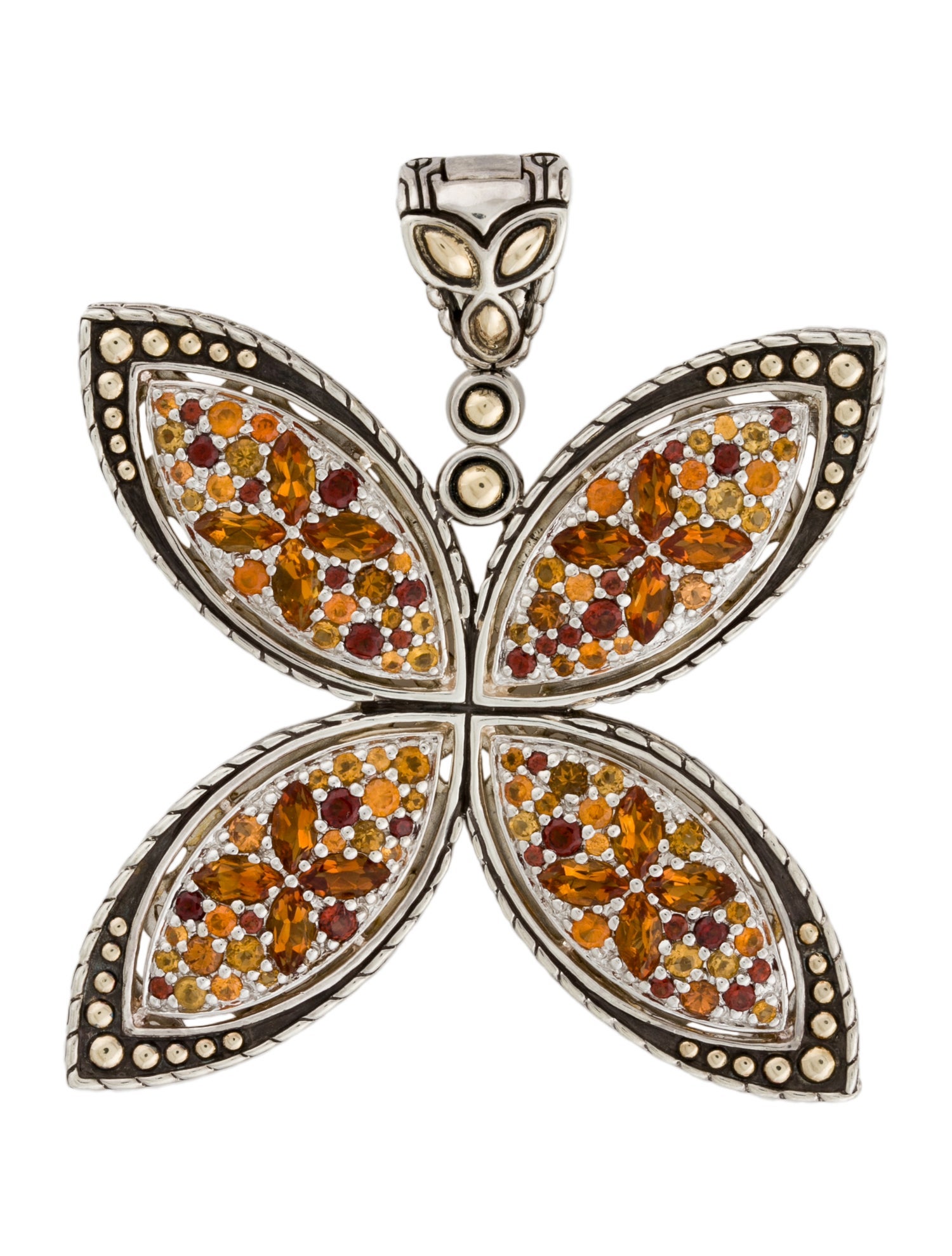 John Hardy Citrine & Garnet Batu Kawung Pendant