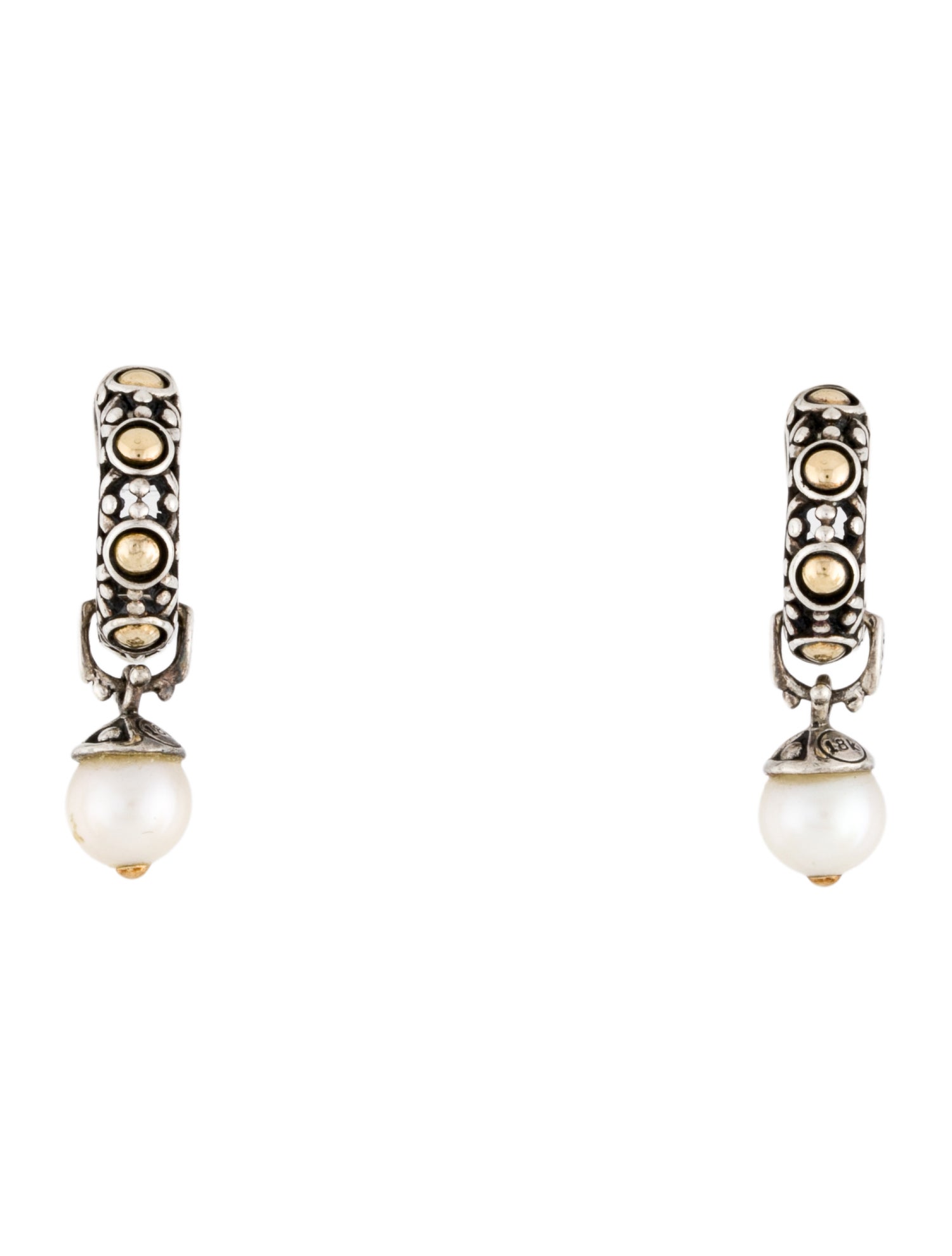 John Hardy Pearl Jaisalmer Hoop Drop Earrings
