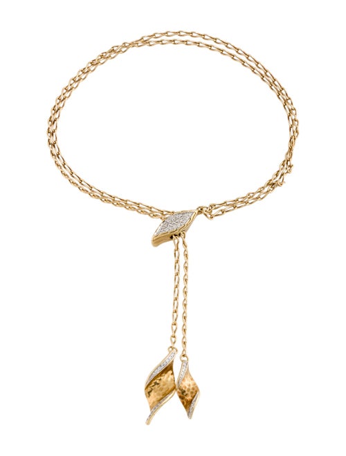 John Hardy 18K Diamond Classic Hammered Wave Pull Through Bracelet