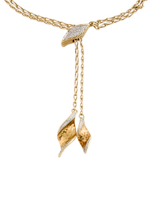 John Hardy 18K Diamond Classic Hammered Wave Pull Through Bracelet