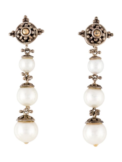 John Hardy Pearl Jaisalmer Triple Drop Earrings