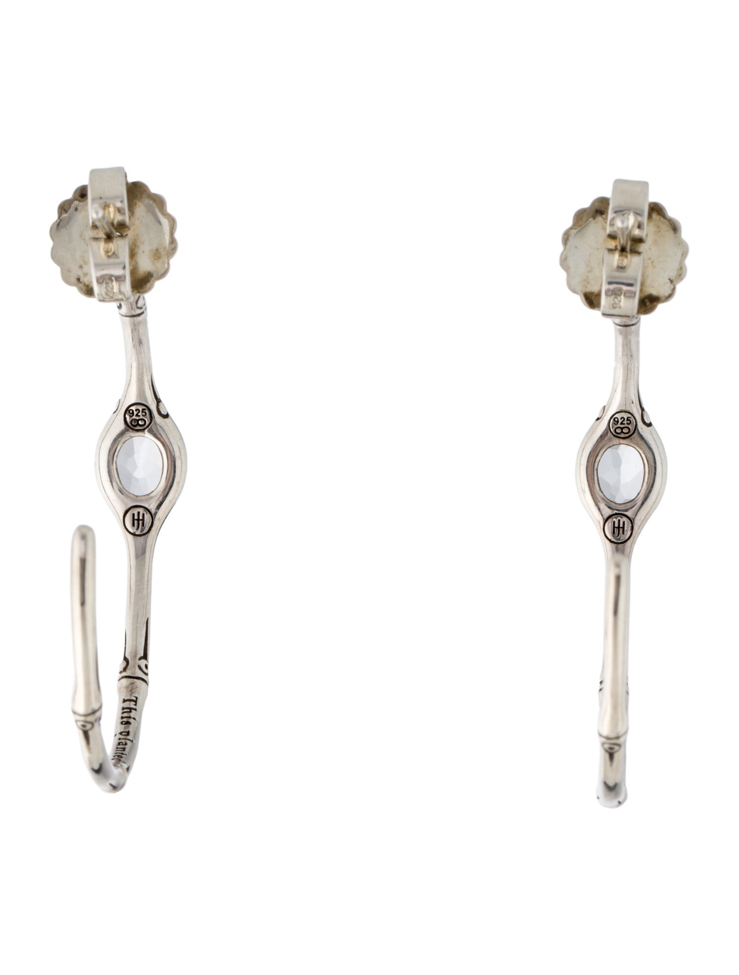 John Hardy Topaz Bamboo Hoop Earrings