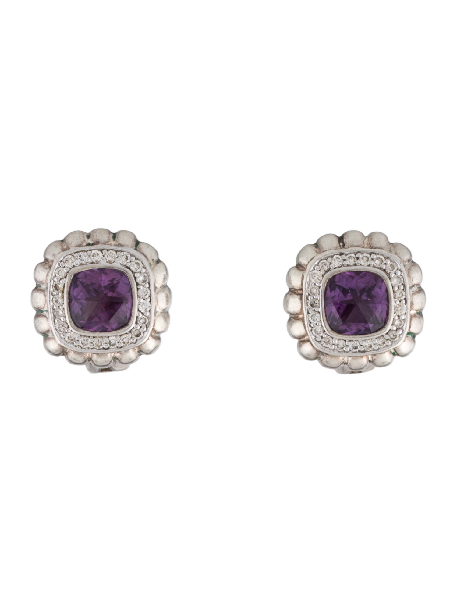 John Hardy Amethyst & Diamond Earclips