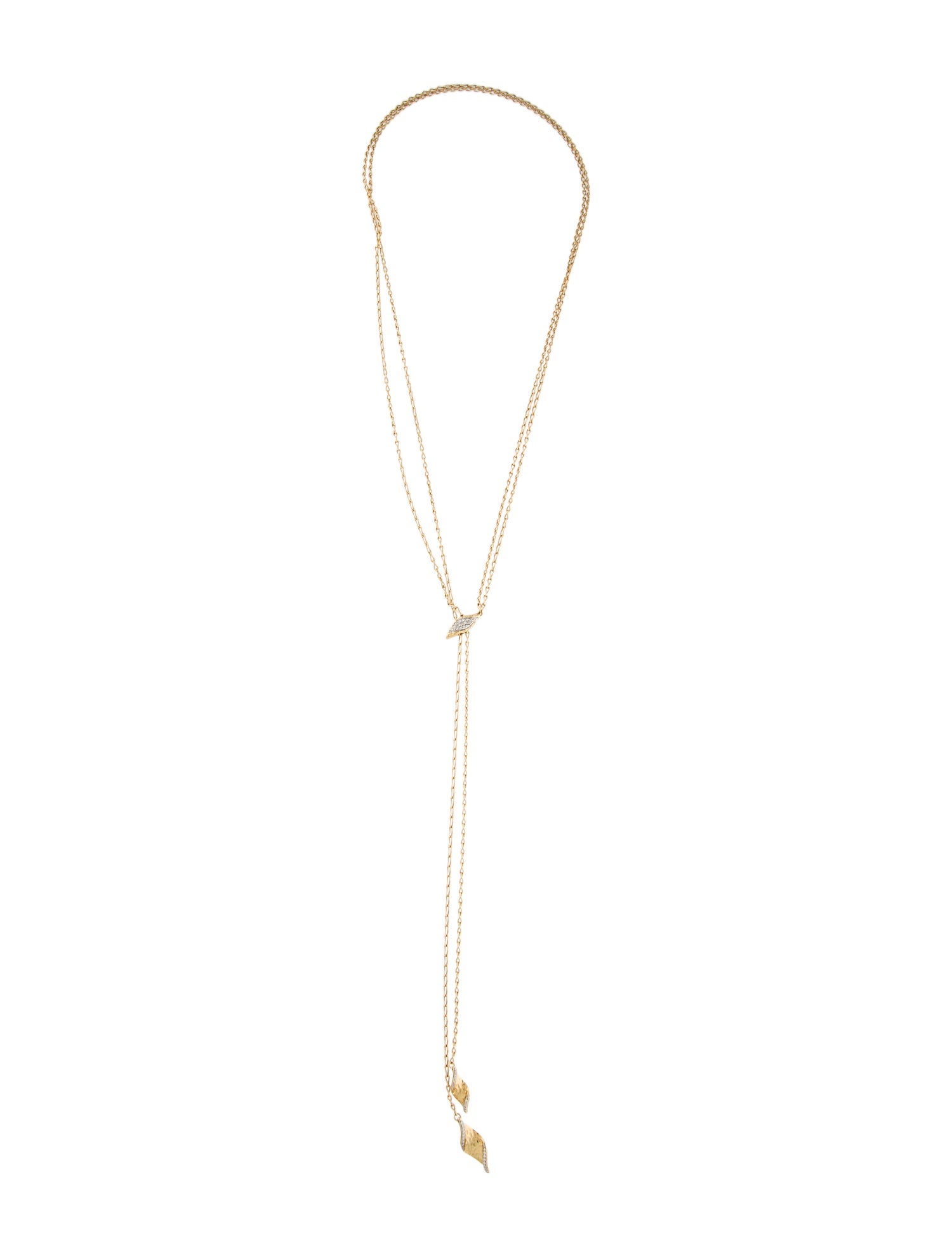 John Hardy 18K Diamond Classic Chain Wave Lariat Necklace