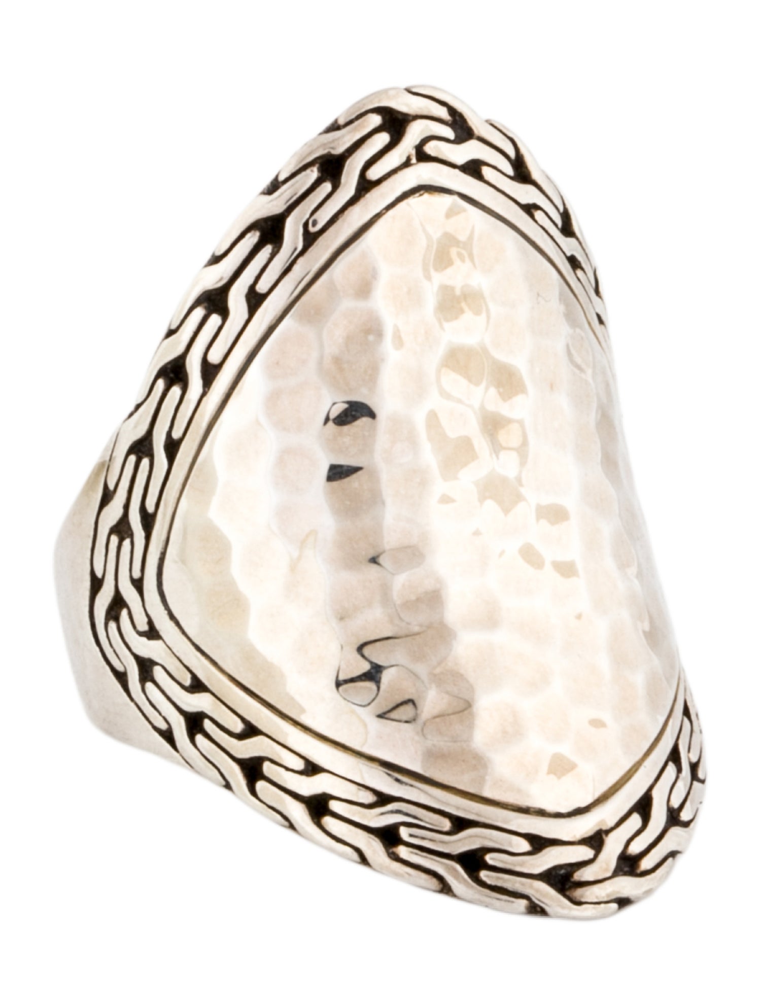 John Hardy Classic Chain Hammered Silver Heritage Marquise Ring