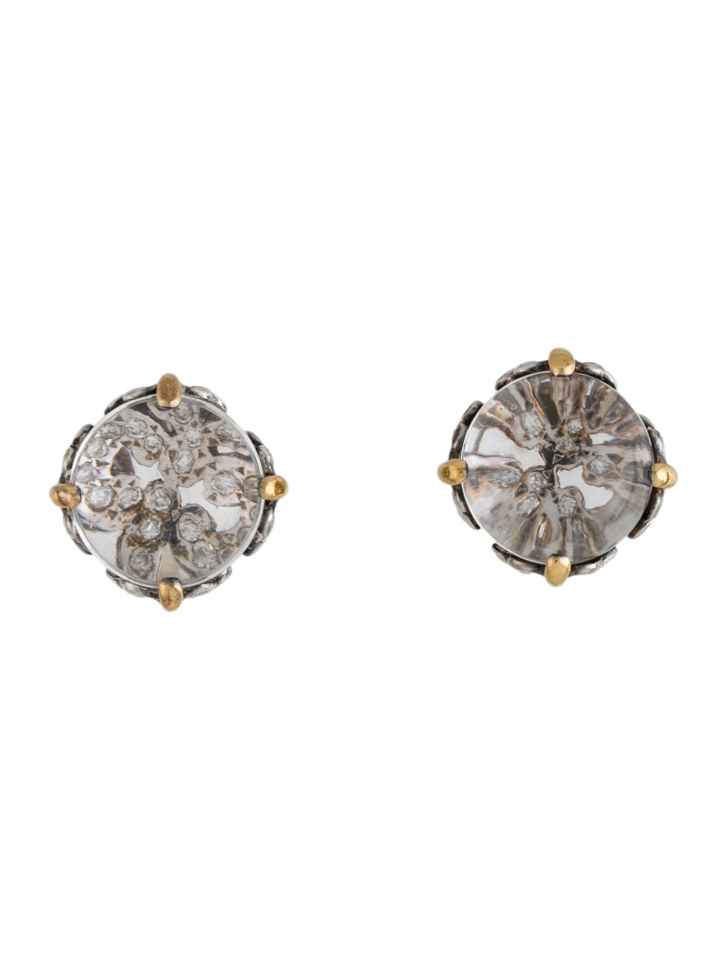 John Hardy Quartz & Diamond Batu Lens Earclips