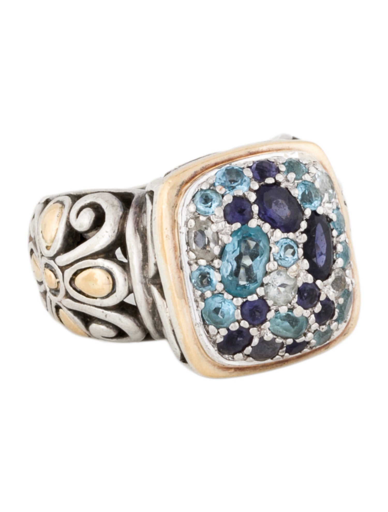 John Hardy Aquamarine, Iolite & Topaz Cocktail Ring