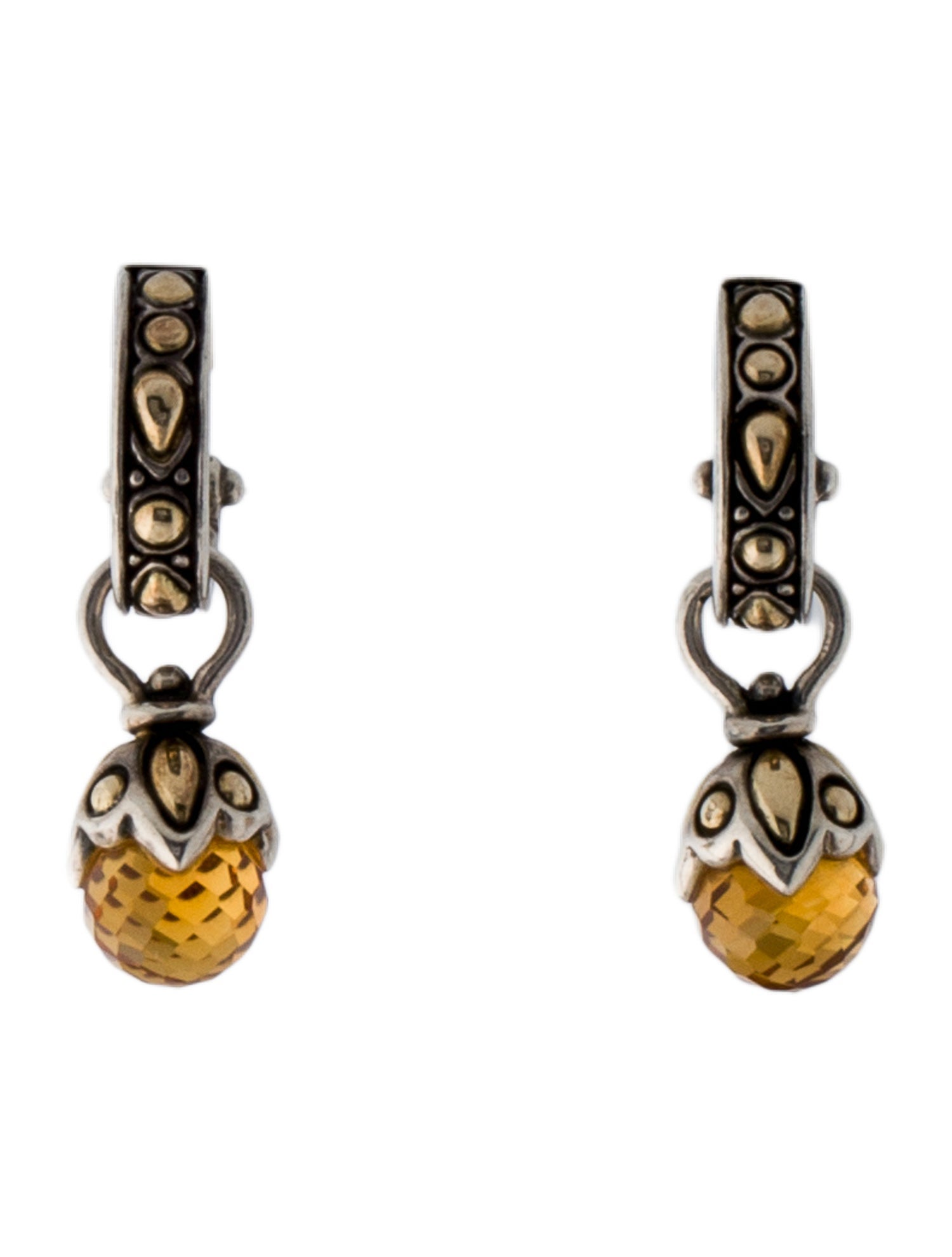 John Hardy Citrine Huggie Drop Earrings