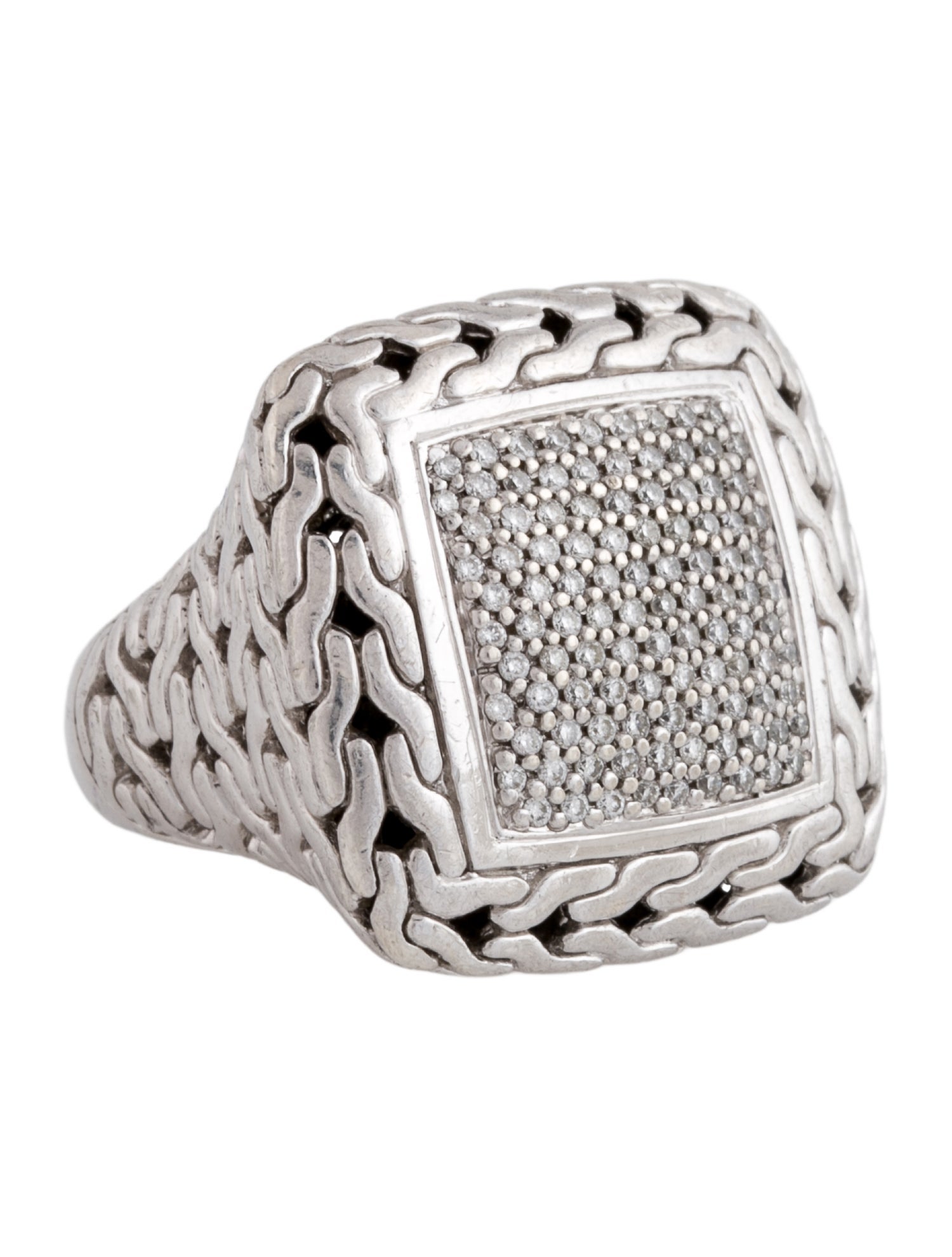 John Hardy Diamond Pave Square Ring