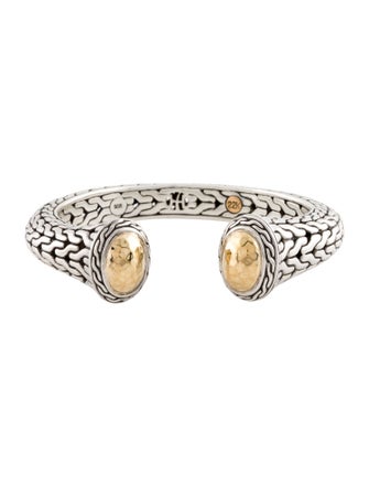 John Hardy Two-Tone Oval Kick Hammered Hinged Bracelet