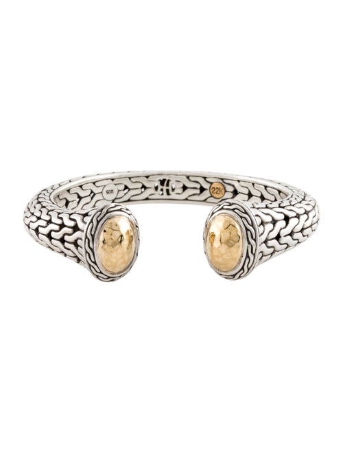 John Hardy Two-Tone Oval Kick Hammered Hinged Bracelet