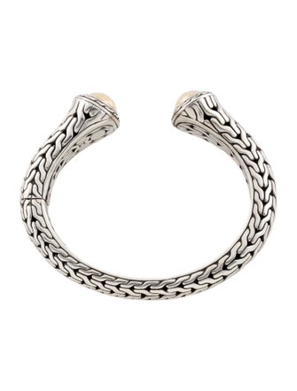 John Hardy Two-Tone Oval Kick Hammered Hinged Bracelet