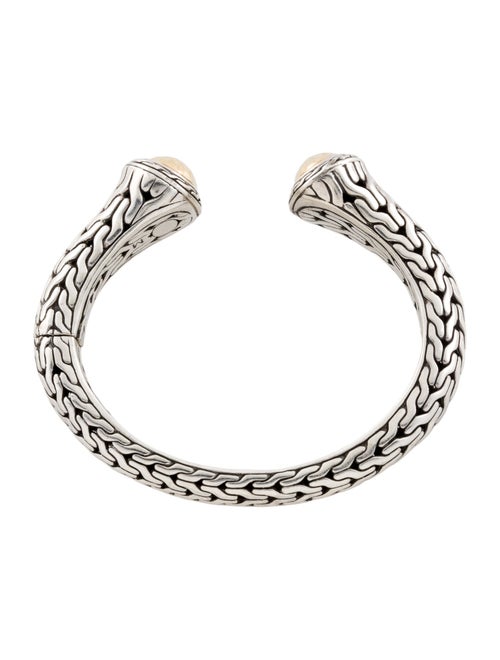 John Hardy Two-Tone Oval Kick Hammered Hinged Bracelet