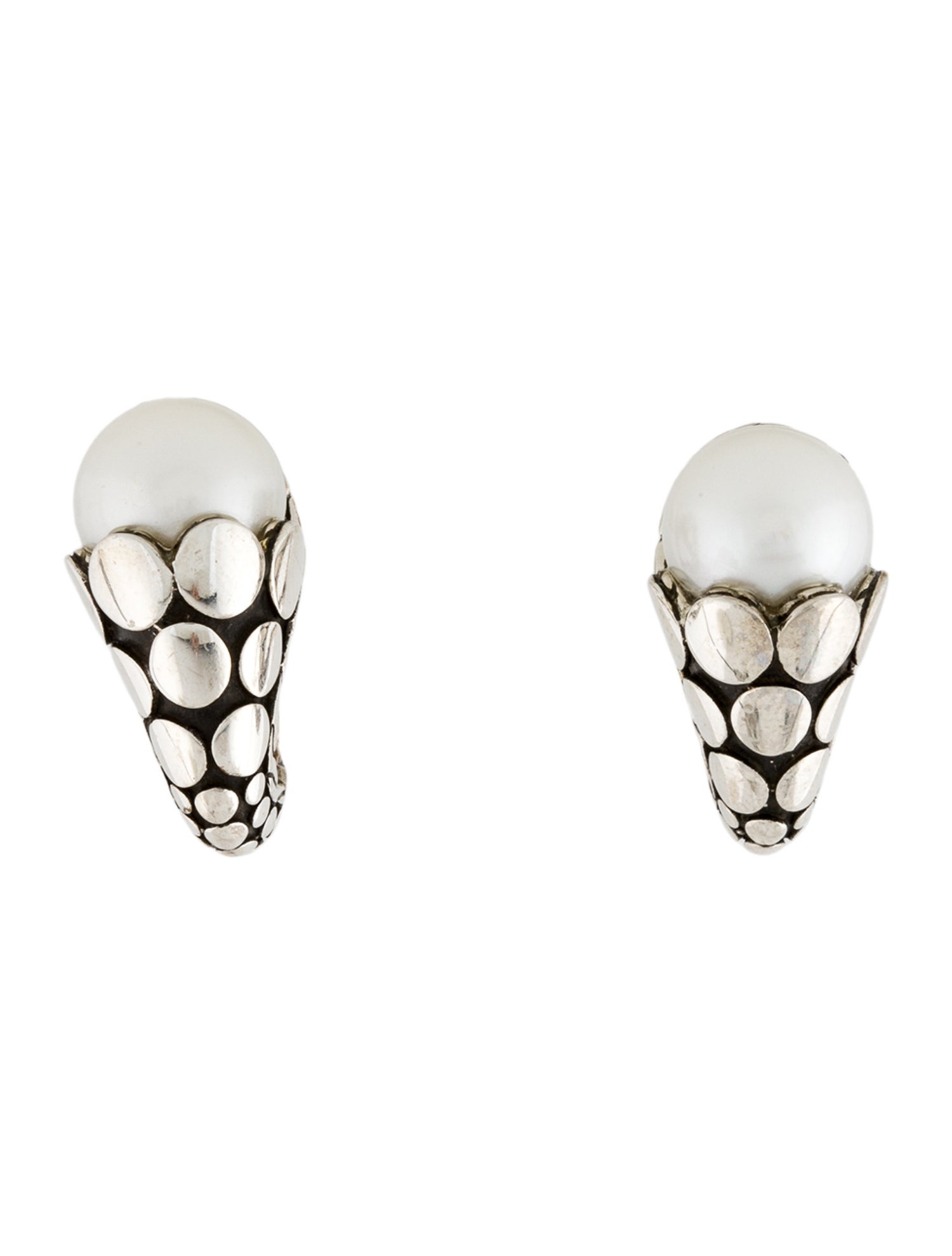 John Hardy Dot Pearl Earclip Earrings