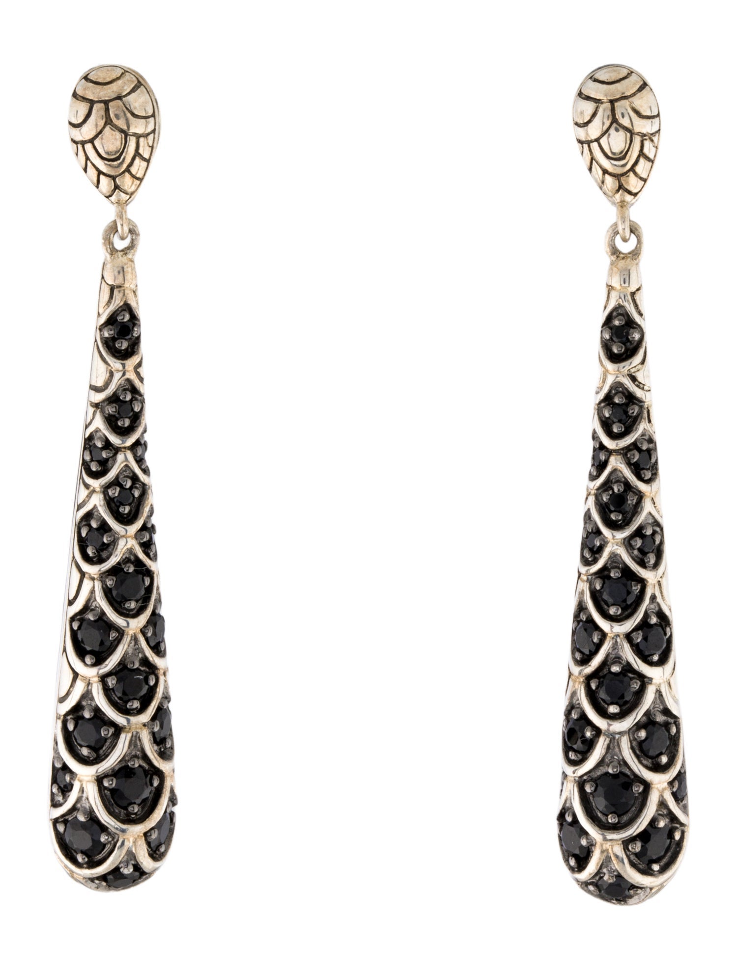 John Hardy Black Sapphire Naga Lava Drop Earrings