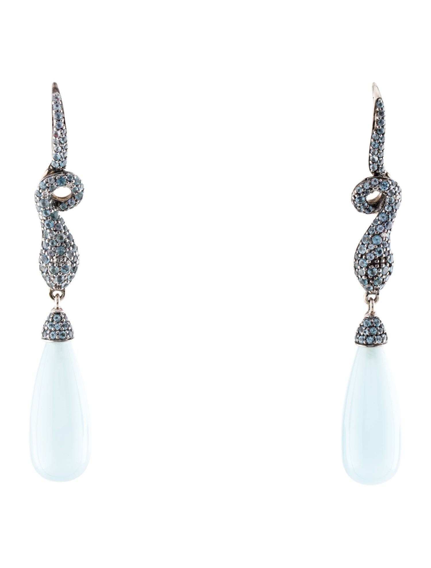 John Hardy Aquamarine & Topaz Legends Cobra Batu Drop Earrings