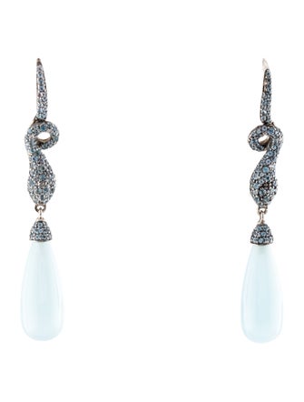 John Hardy Aquamarine & Topaz Legends Cobra Batu Drop Earrings