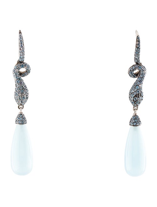 John Hardy Aquamarine & Topaz Legends Cobra Batu Drop Earrings