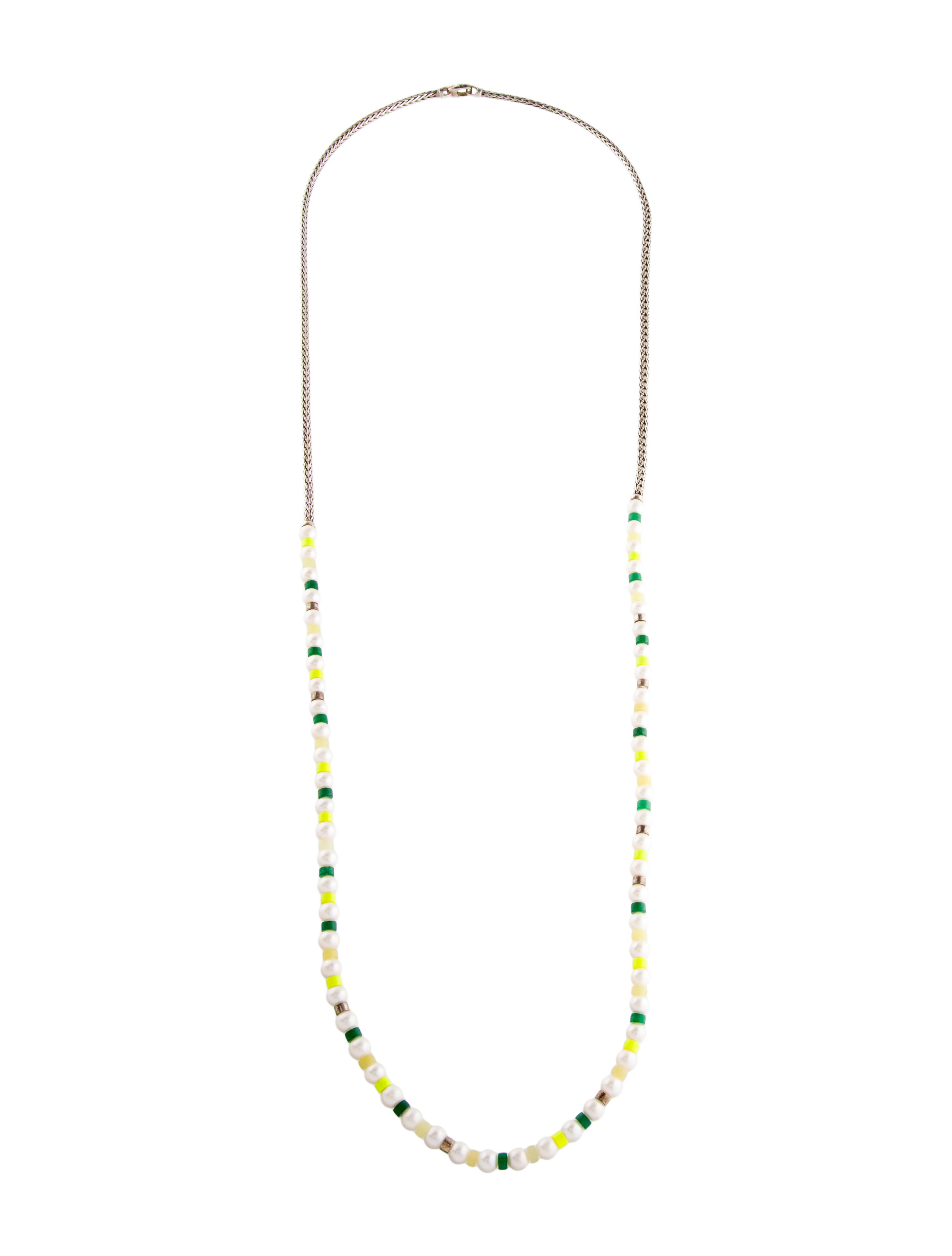 John Hardy Pearl, Dyed Quartzite & Quartz Colorblock Bead Strand Necklace