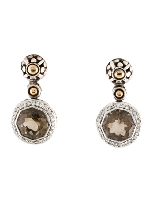 John Hardy Smoky Quartz & Diamond Batu Sari Drop Earrings