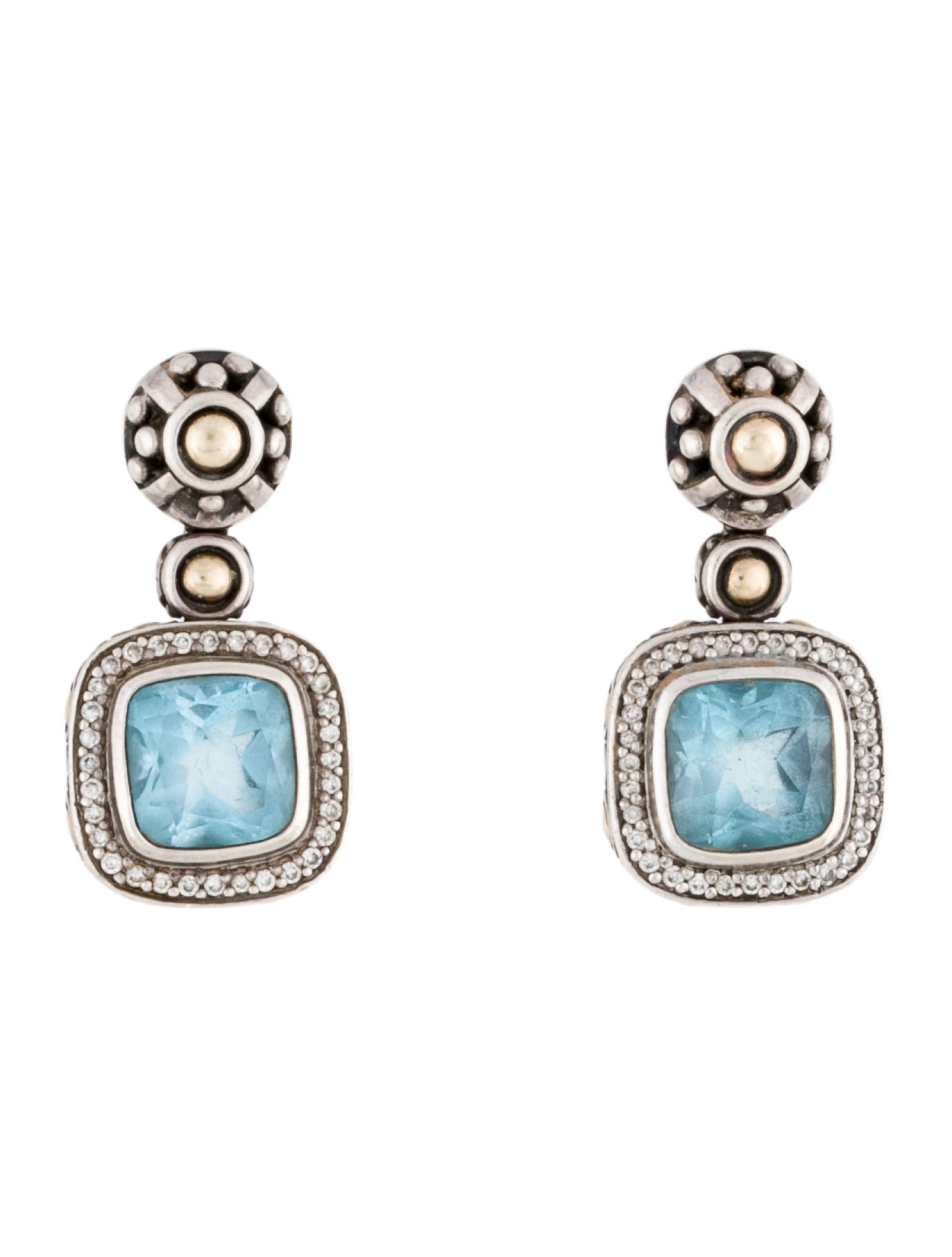John Hardy Topaz & Diamond Batu Sari Drop Earrings