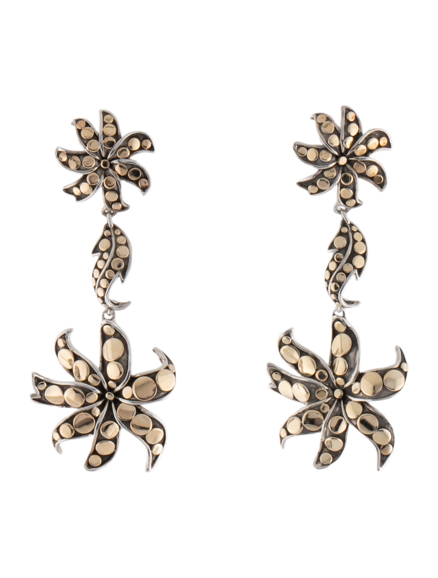 John Hardy Two-Tone Dot Ayu Jasmine Drop Earrings