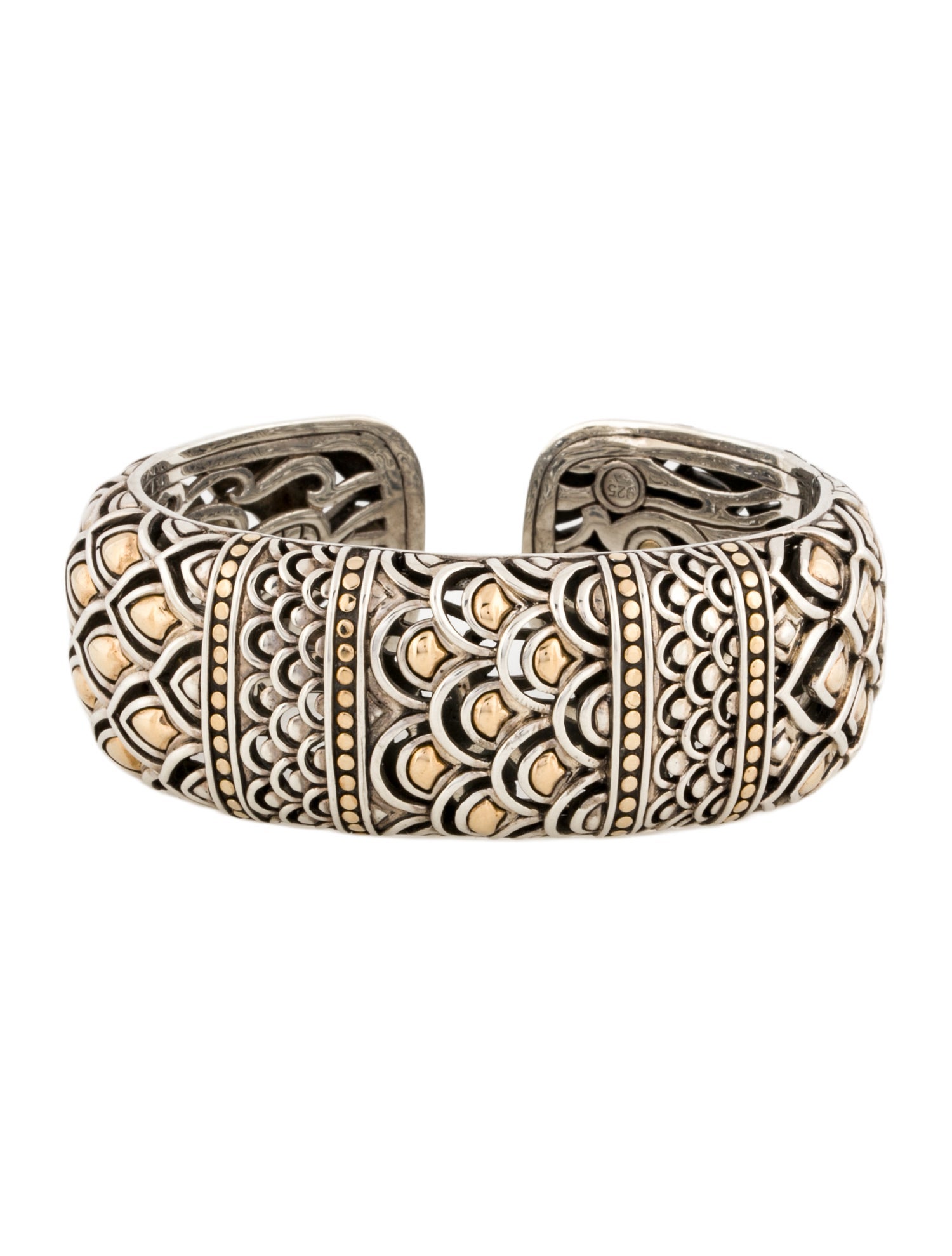John Hardy Two-Tone Naga Kick Hinged Cuff Bracelet
