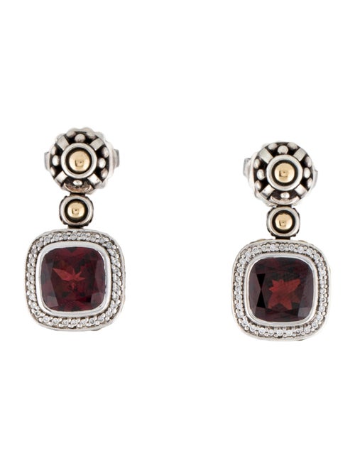 John Hardy Garnet & Diamond Batu Sari Drop Earrings