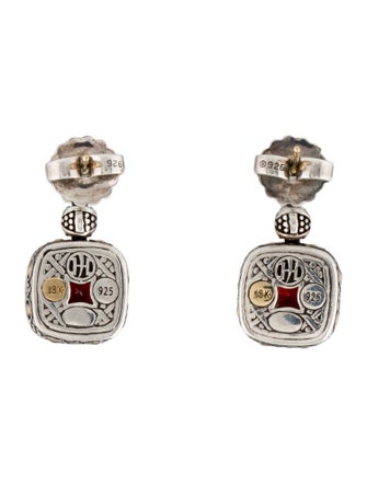 John Hardy Garnet & Diamond Batu Sari Drop Earrings