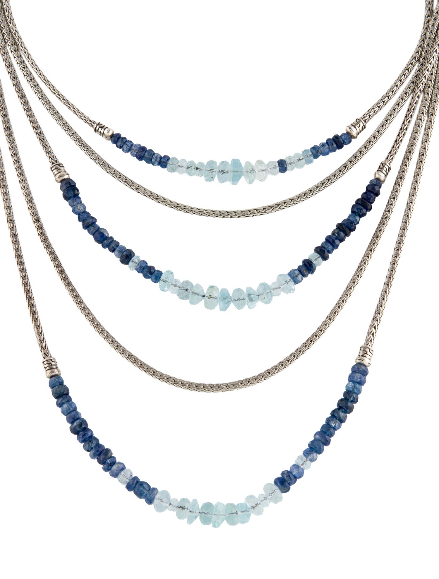 John Hardy Aquamarine & Kyanite Classic Chain Multistrand Necklace