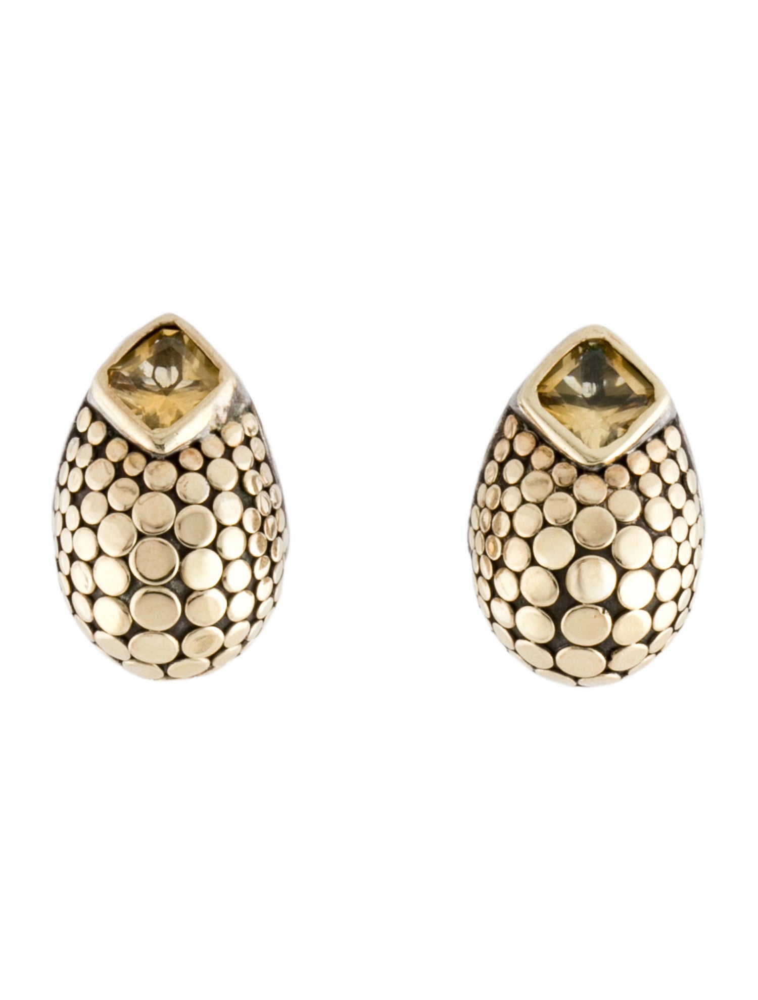 John Hardy Citrine Dot Buddha Belly Earclips