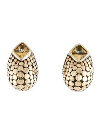 John Hardy Citrine Dot Buddha Belly Earclips