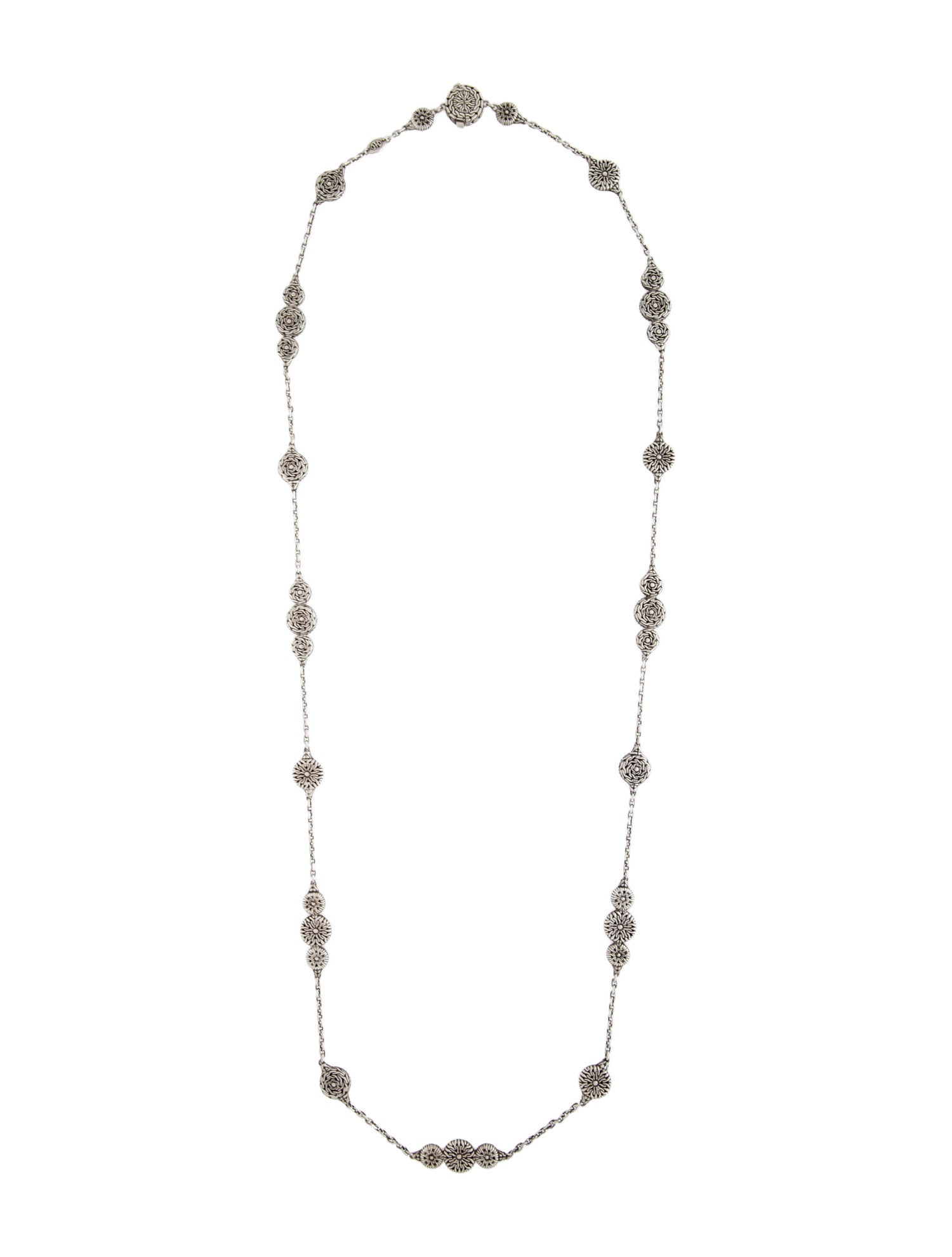 John Hardy Floral Medallion Long Station Necklace