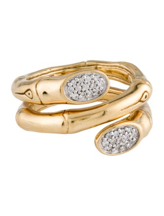 John Hardy 18K Diamond Bamboo Bypass Ring