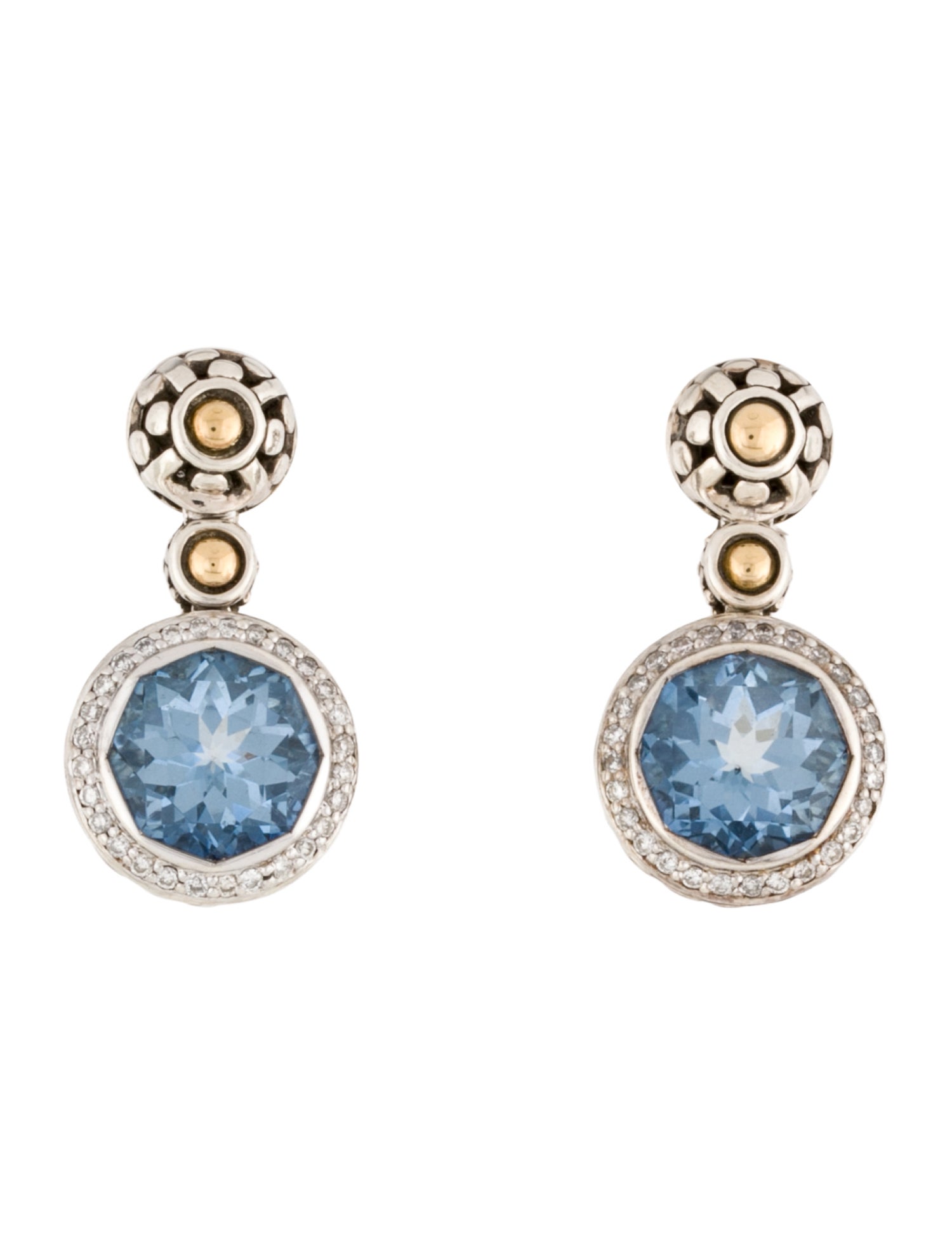 John Hardy Topaz & Diamond Batu Sari Drop Earrings