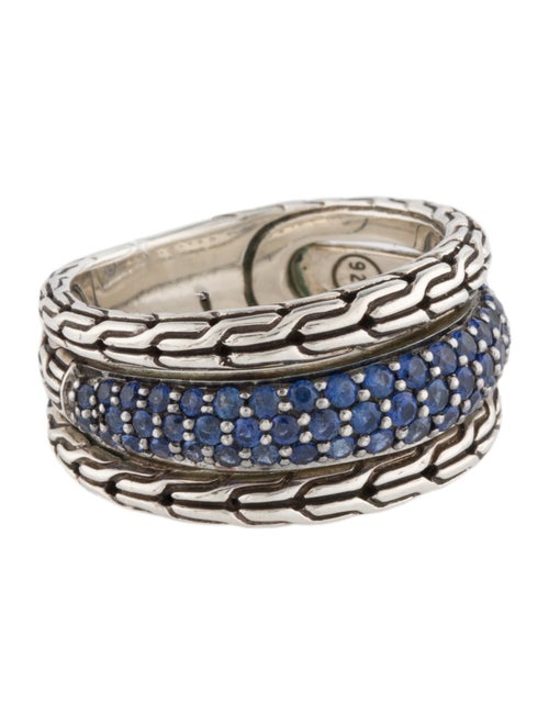 John Hardy Synthetic Sapphire Carved Classic Chain Band