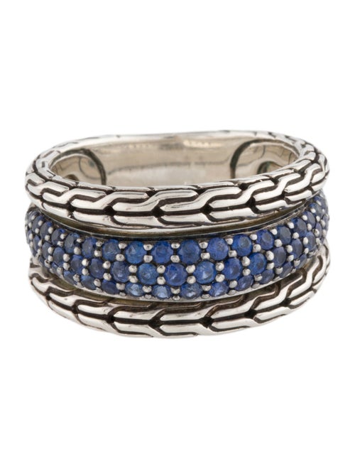 John Hardy Synthetic Sapphire Carved Classic Chain Band