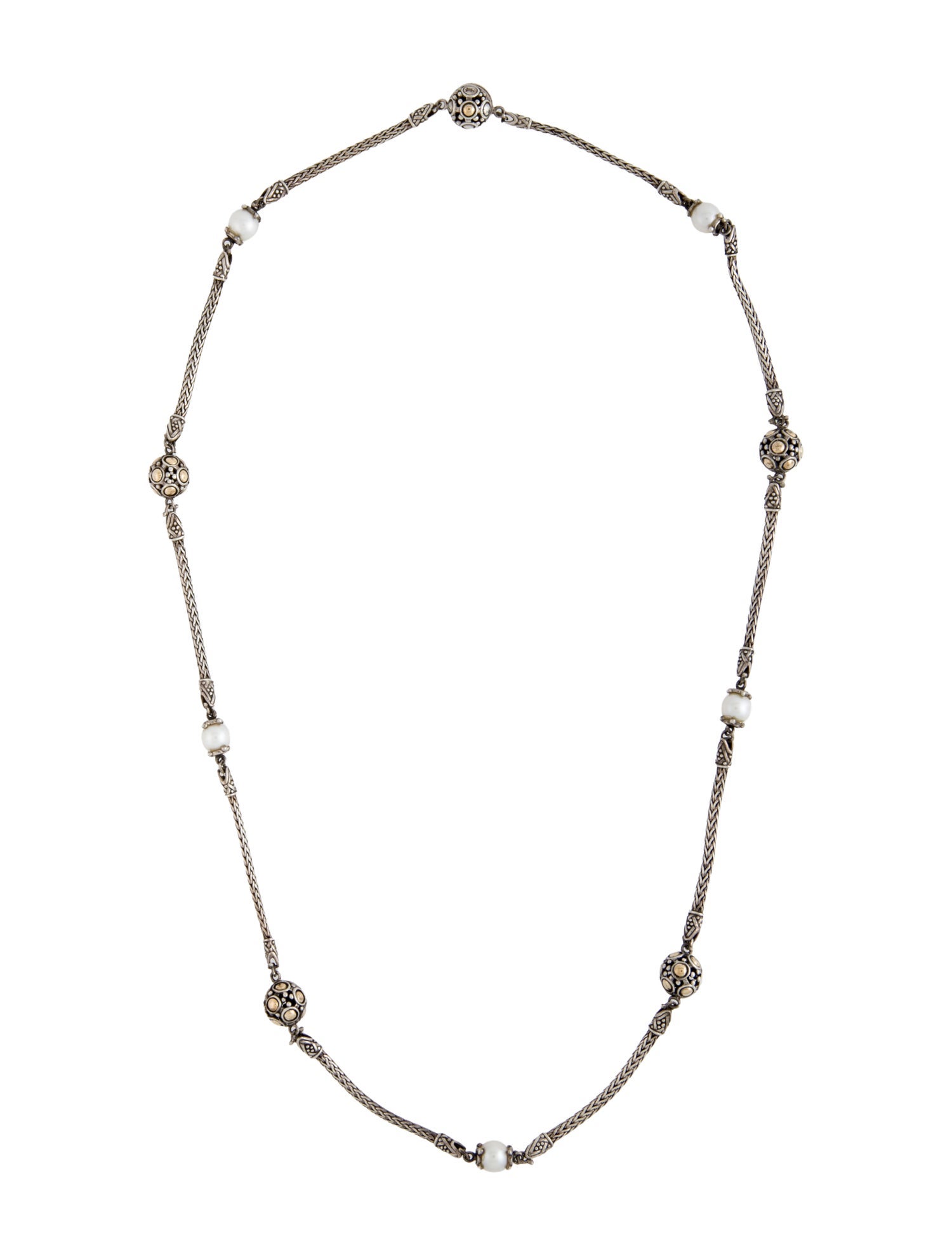 John Hardy Two-Tone Pearl Jaisalmer Station Necklace