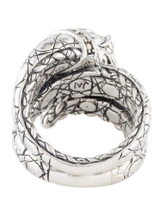 John Hardy Dyed Chalcedony & Pyrite Crocodile JAI Cocktail Ring