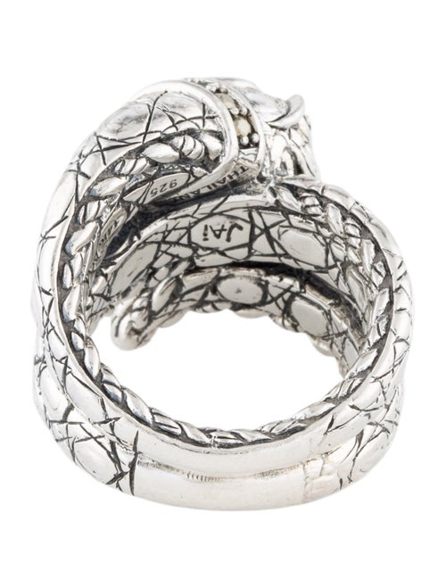 John Hardy Dyed Chalcedony & Pyrite Crocodile JAI Cocktail Ring