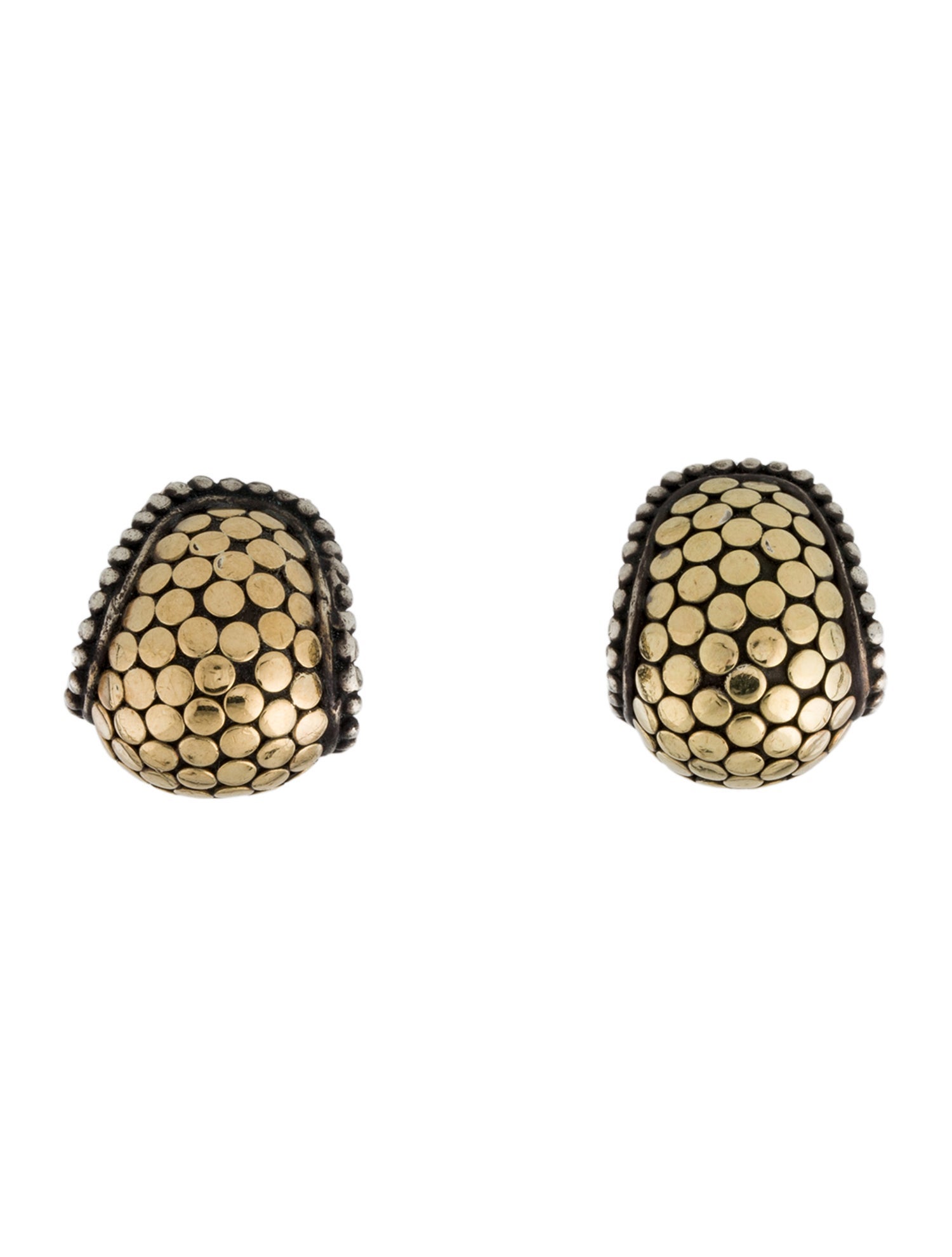 John Hardy Two-Tone Dot Buddha Belly Earclips
