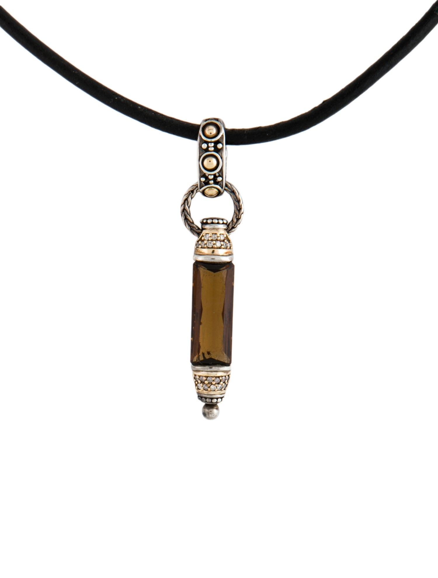 John Hardy Smoky Quartz & Diamond Pendant Necklace