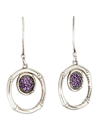 John Hardy Amethyst Bamboo Drop Earrings