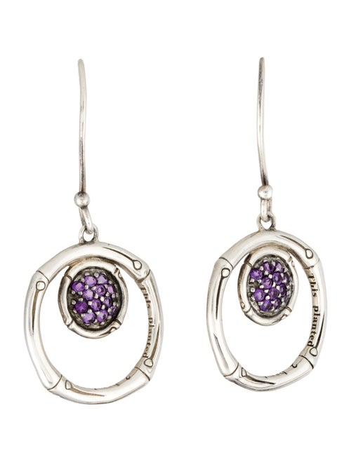 John Hardy Amethyst Bamboo Drop Earrings